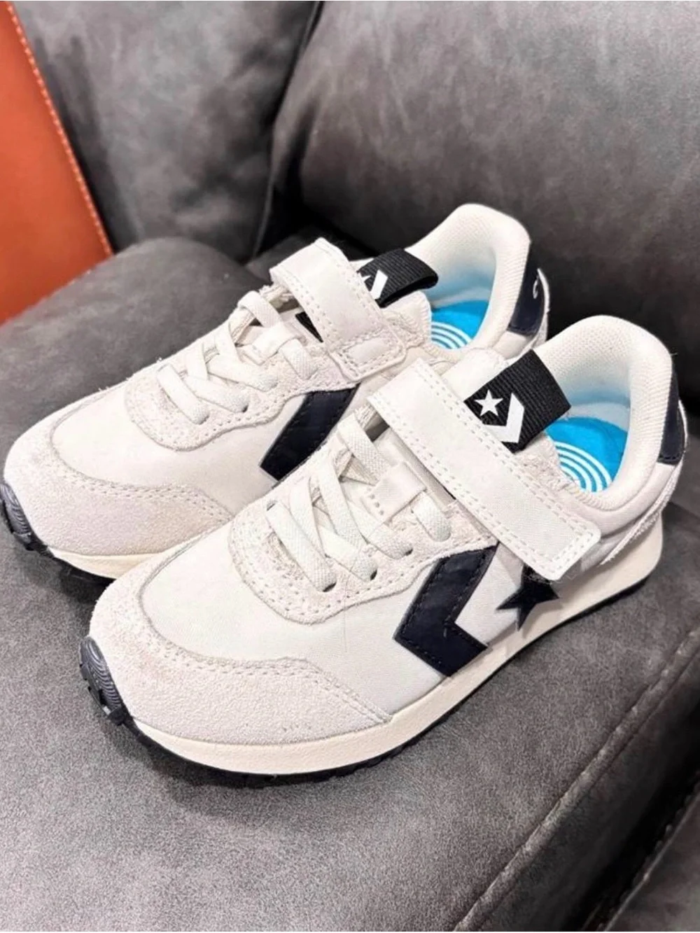 Converse Kids White Sneakers with Black Star Chevron